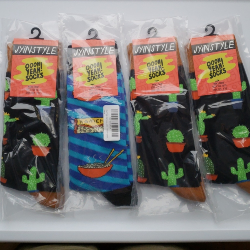 Men's Crew Socks - Cactus and Ramen